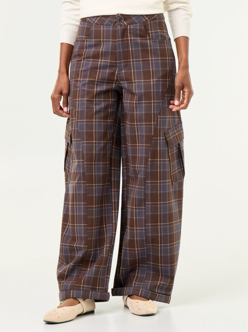 Pantalon boule à carreaux - Kiabi