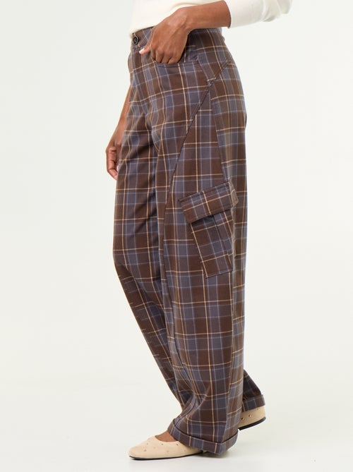 Pantalon boule à carreaux - Kiabi