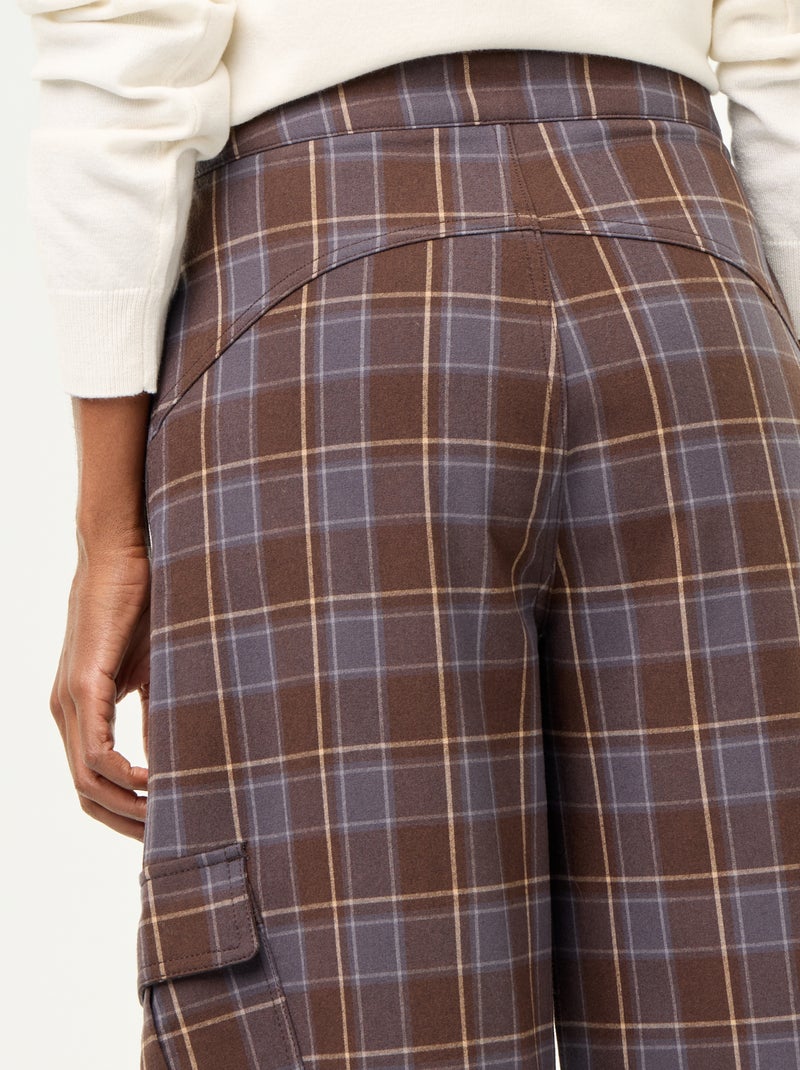 Pantalon boule à carreaux Marron - Kiabi