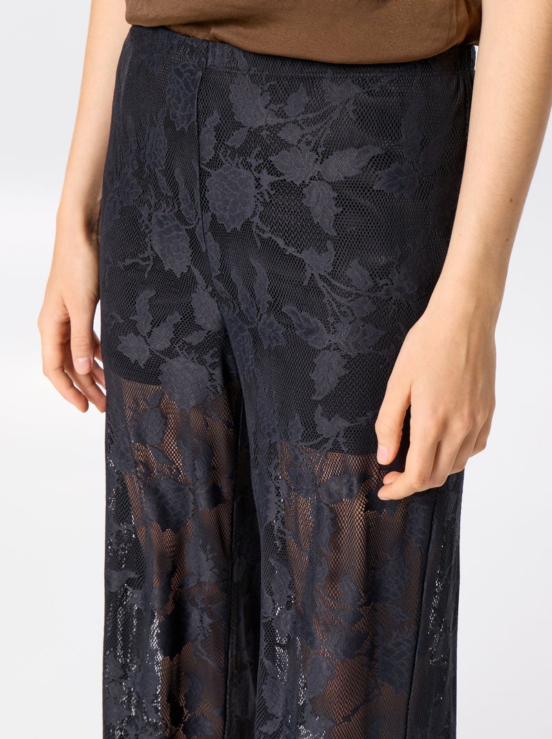 Pantalon boule en dentelle avec doublure short Noir - Kiabi
