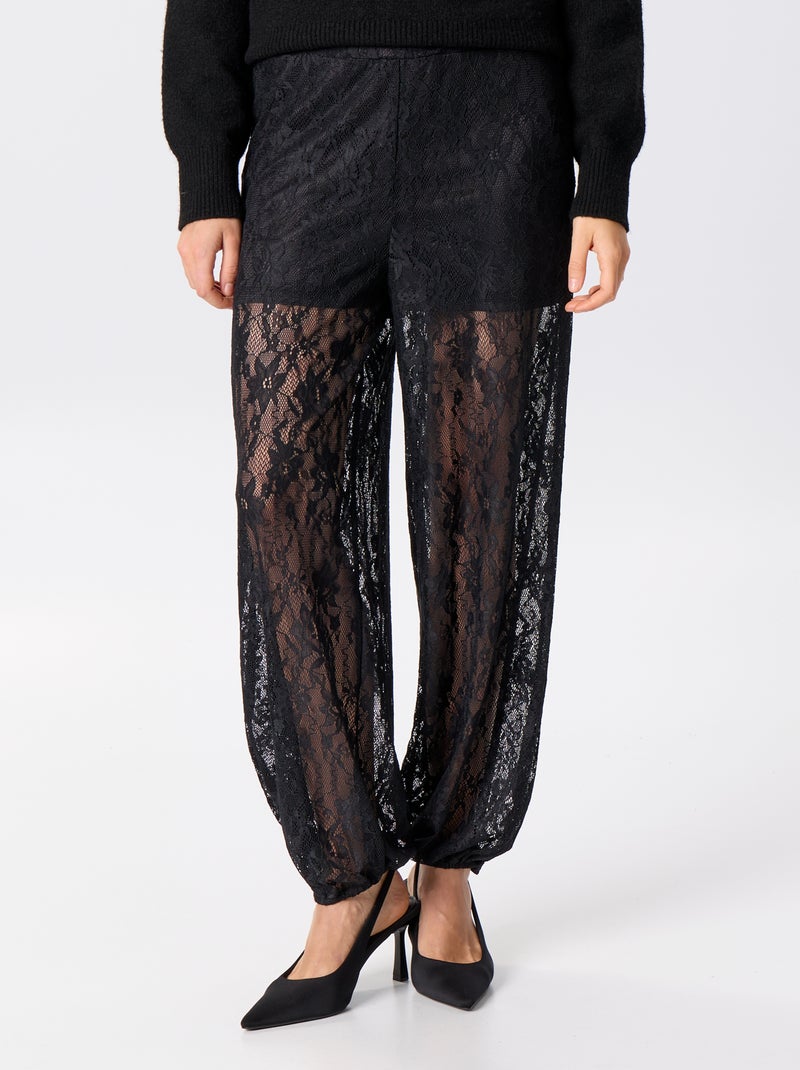 Pantalon boule en dentelle Noir - Kiabi