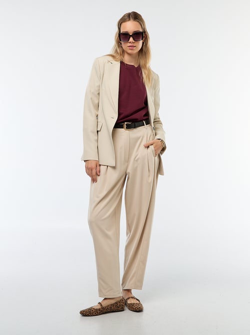 Pantalon boule taille haute uni - Kiabi