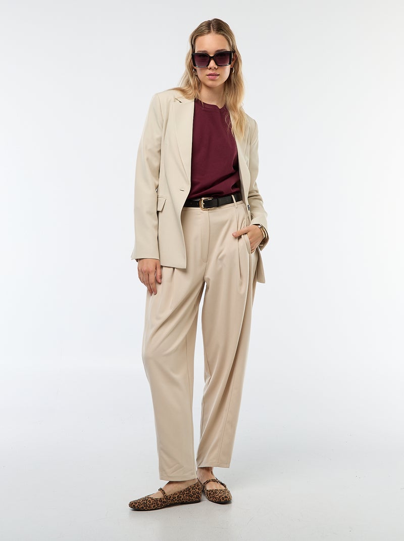Pantalon boule taille haute uni Beige - Kiabi