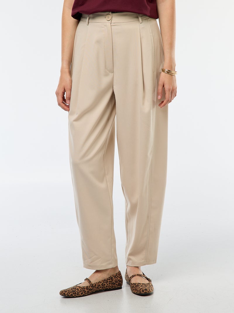 Pantalon boule taille haute uni Beige - Kiabi