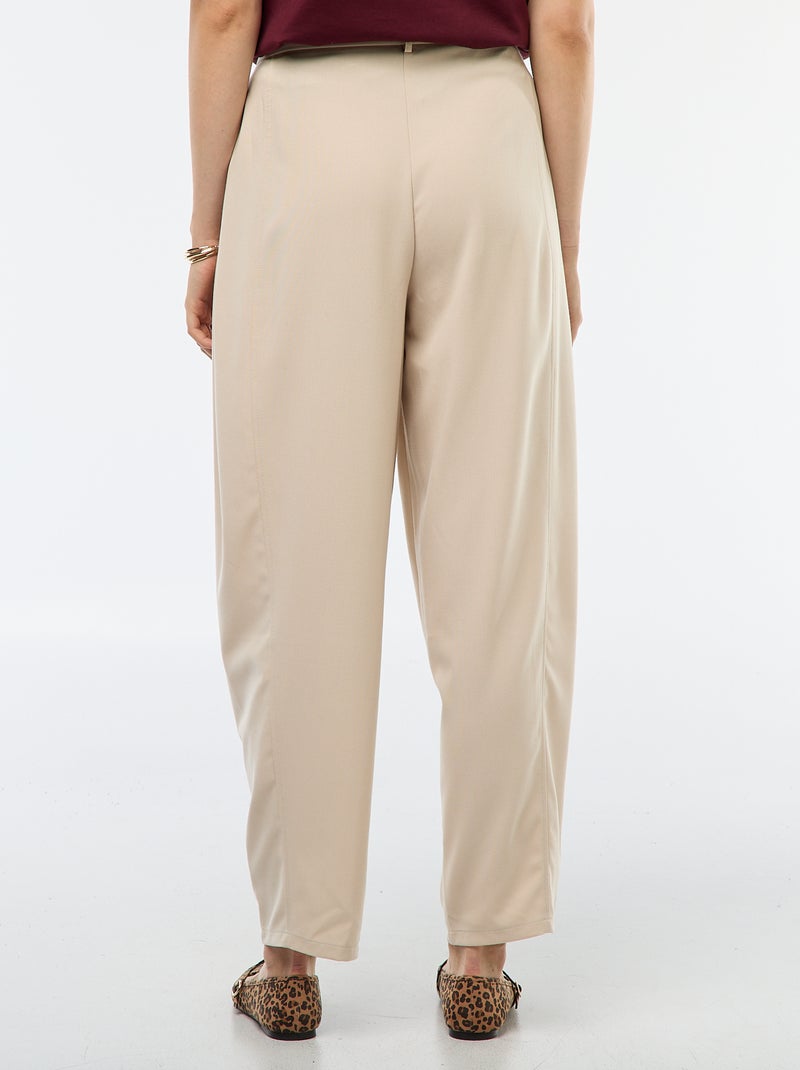 Pantalon boule taille haute uni Beige - Kiabi