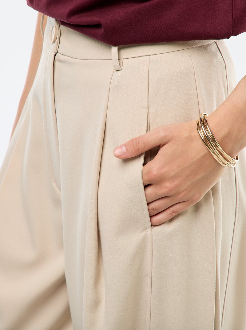 Pantalon boule taille haute uni Beige - Kiabi