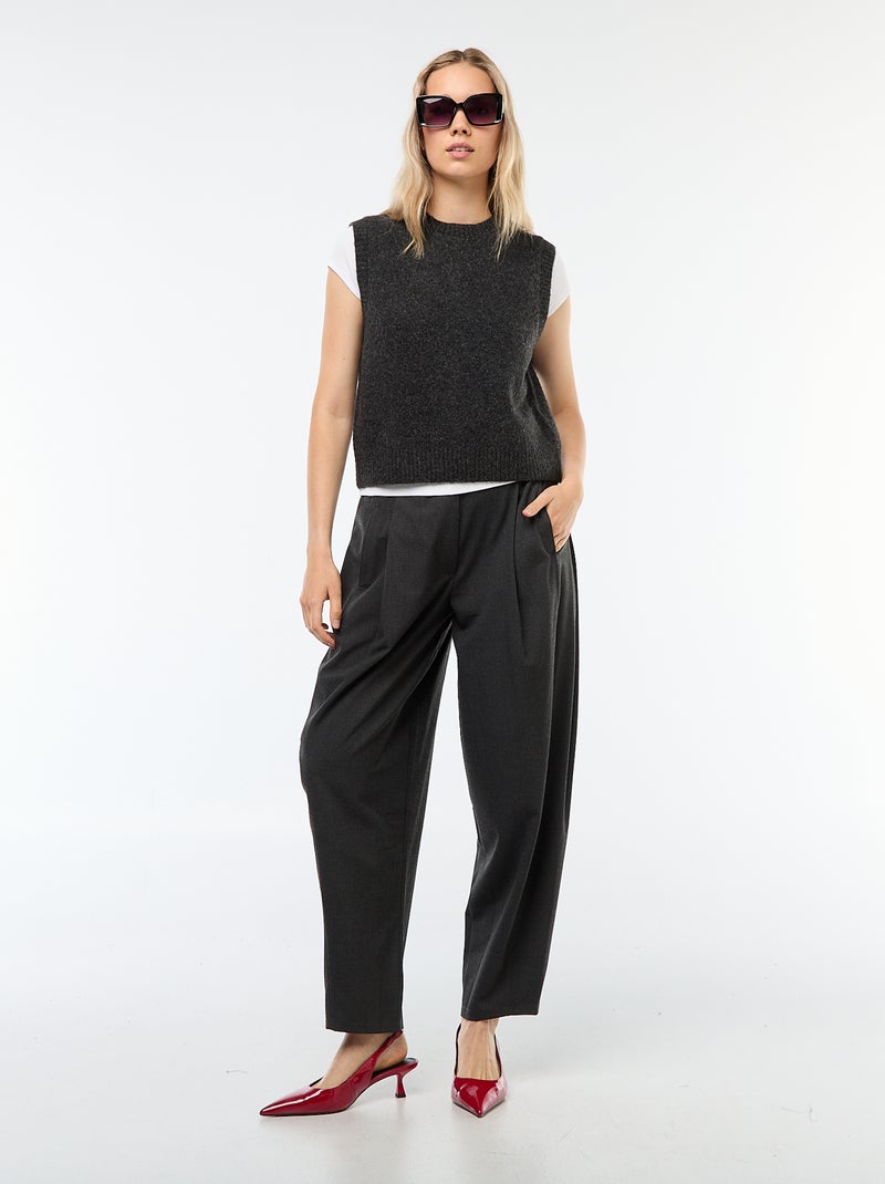 Pantalon boule taille haute uni Gris - Kiabi