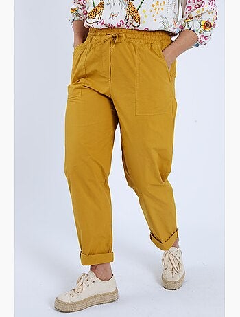 Pantalon boyfit en coton uni avec poches PAPRIKA
