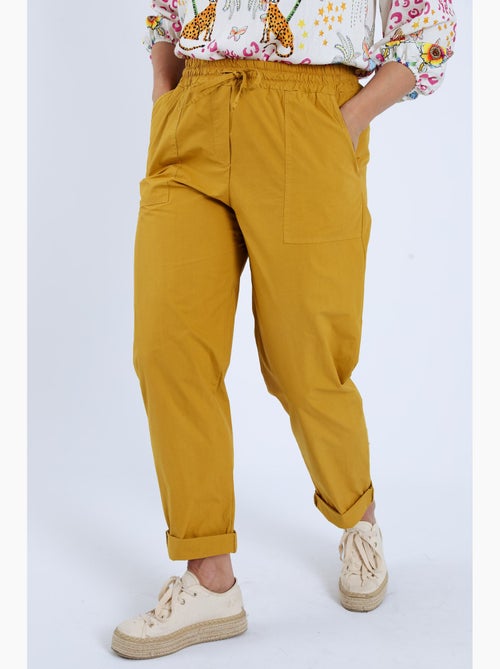 Pantalon boyfit en coton uni avec poches PAPRIKA - Kiabi