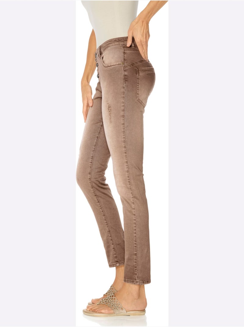 Pantalon Boyfriend Coupe Droite - Taille Standard - Helline Moka - Kiabi