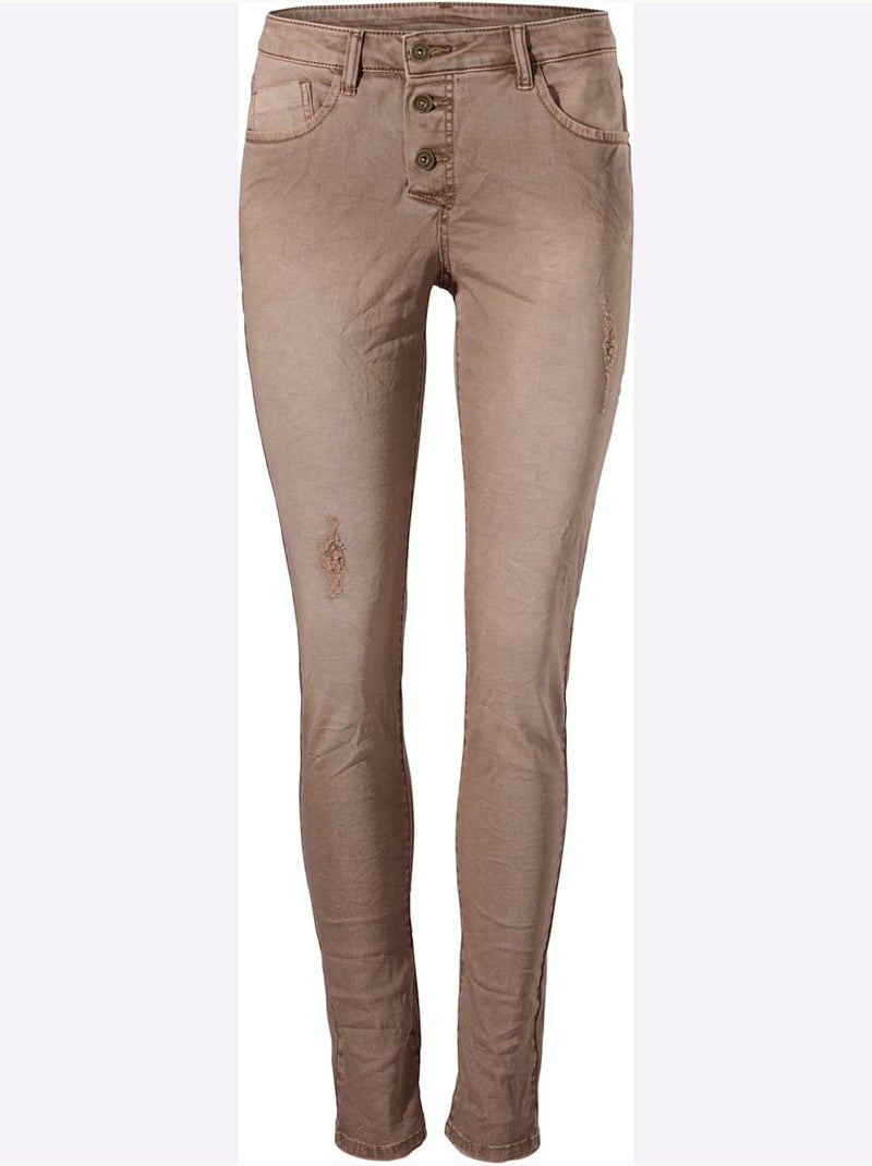 Pantalon Boyfriend Coupe Droite - Taille Standard - Helline Moka - Kiabi