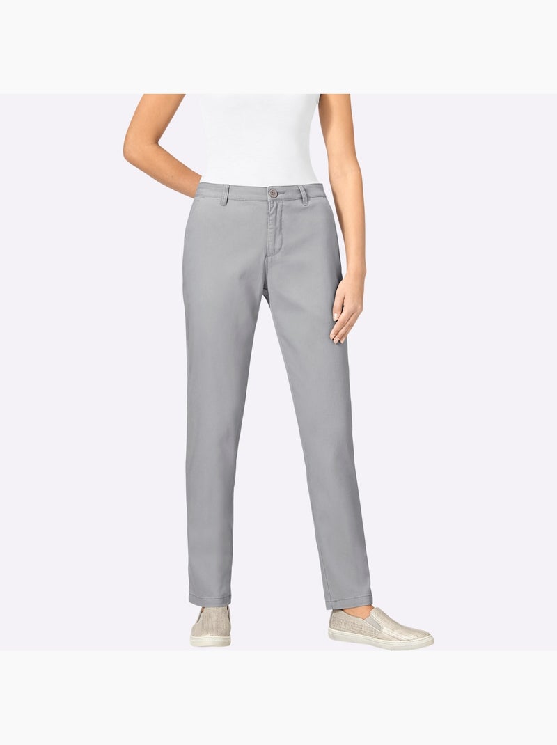 Pantalon boyfriend qualité coton - taille extra courte - witt Gris - Kiabi