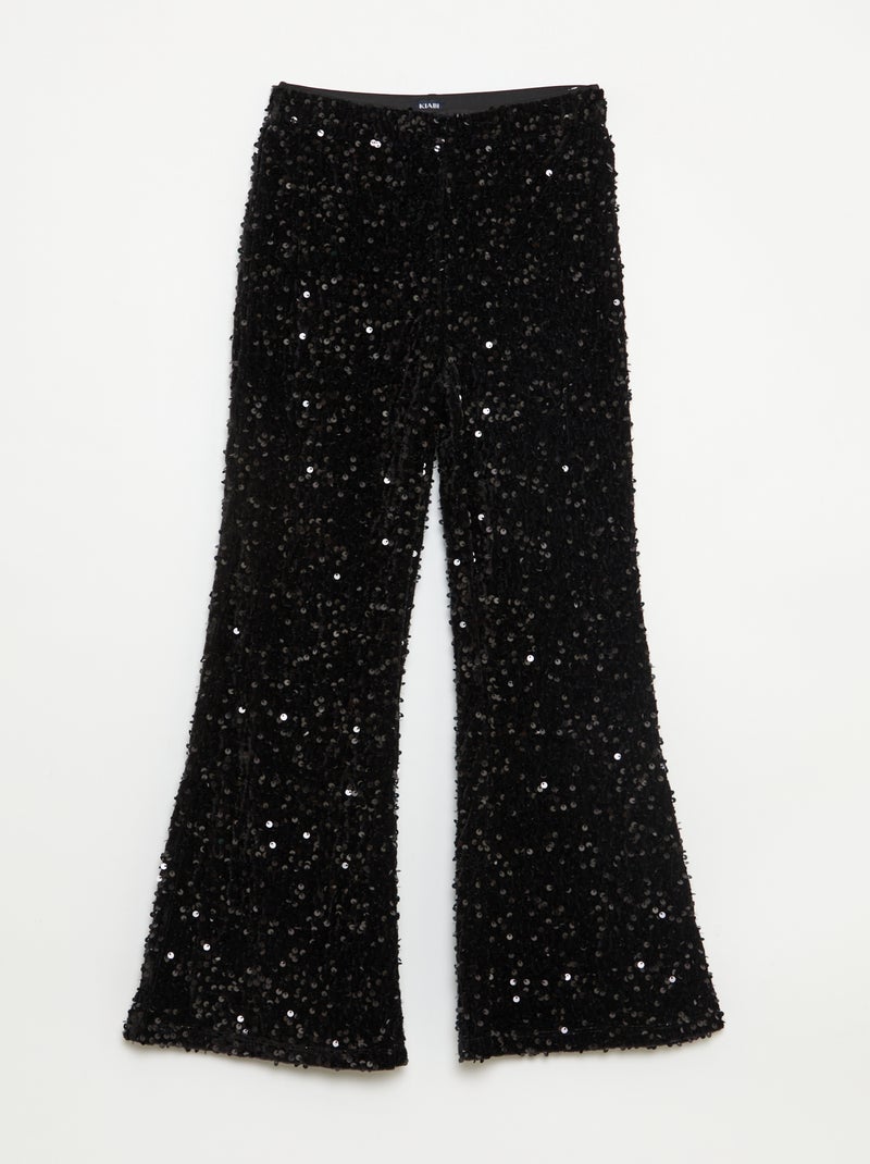 Pantalon brillant flare fit Noir Fille Kiabi