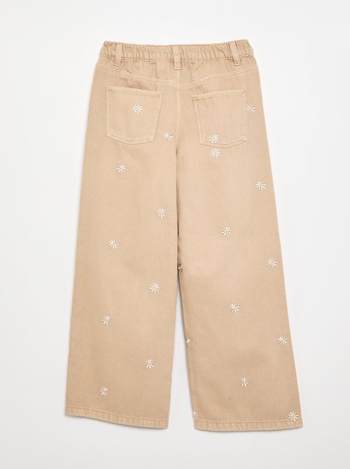Pantalon brodé en denim - Kiabi