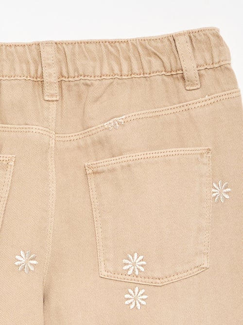 Pantalon brodé en denim - Kiabi