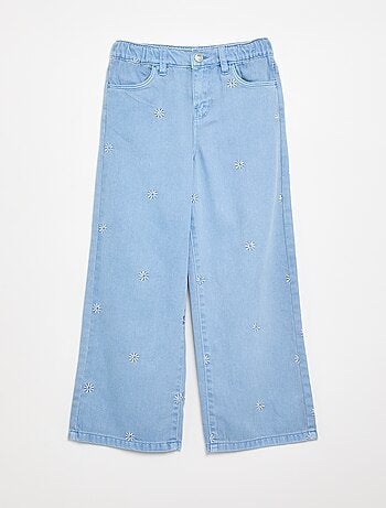 Pantalon brodé en denim