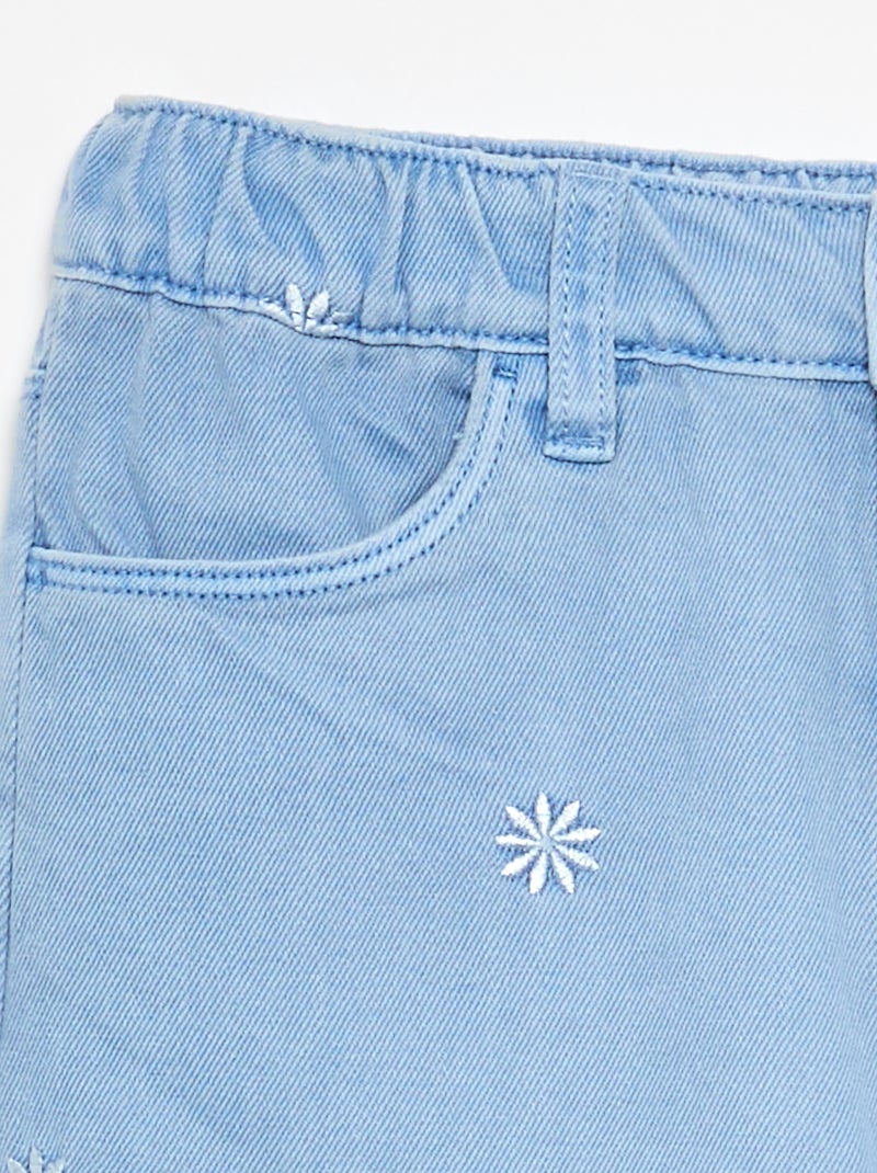 Pantalon brodé en denim Bleu - Kiabi