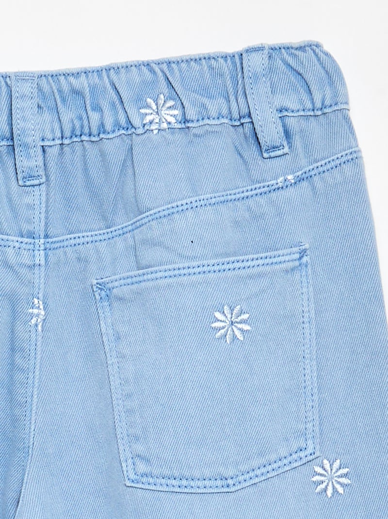 Pantalon brodé en denim Bleu - Kiabi