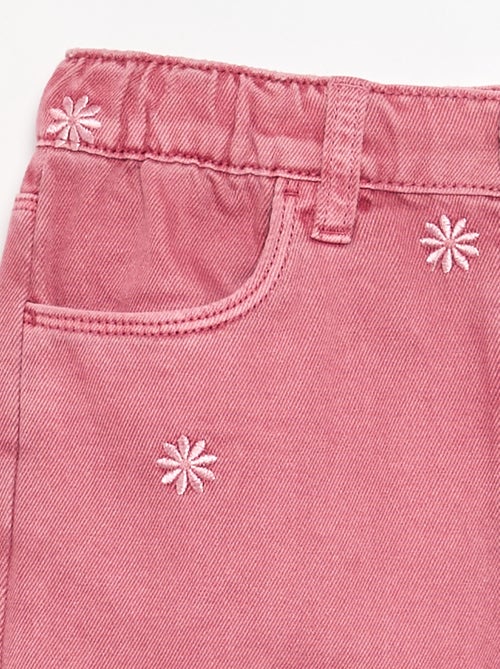 Pantalon brodé en denim - Kiabi