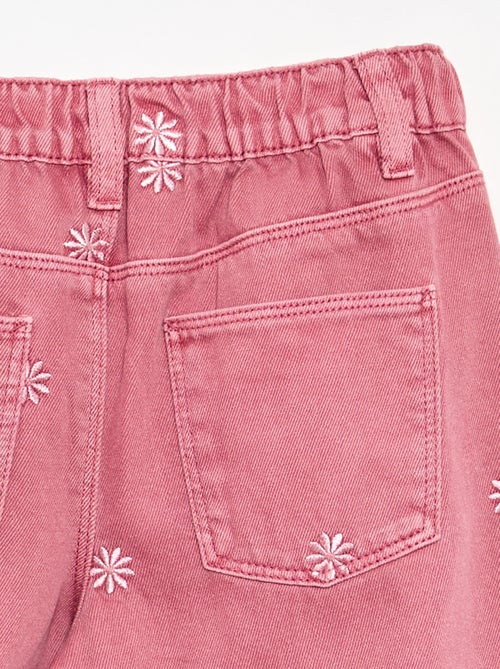 Pantalon brodé en denim - Kiabi