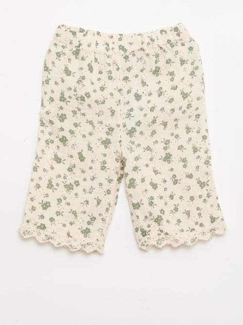 Pantalon brodé en gaze de coton - Kiabi Pantalon brodé en gaze de coton - Kiabi