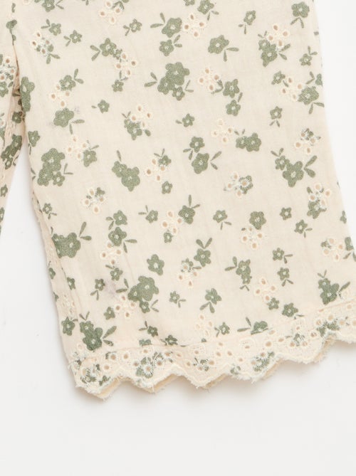 Pantalon brodé en gaze de coton - Kiabi Pantalon brodé en gaze de coton - Kiabi