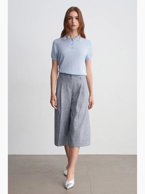 Pantalon capri à taille haute et jambe large plissée dilvin - Kiabi Pantalon capri à taille haute et jambe large plissée dilvin - Kiabi