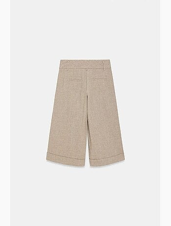 Pantalon capri à taille haute et jambe large plissée dilvin