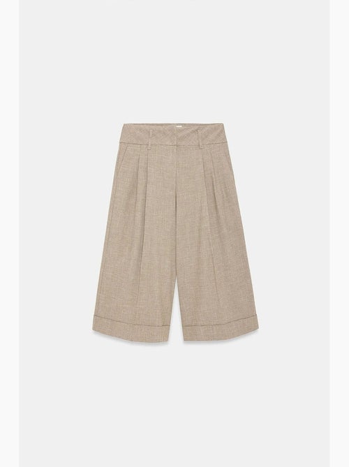 Pantalon capri à taille haute et jambe large plissée dilvin - Kiabi Pantalon capri à taille haute et jambe large plissée dilvin - Kiabi