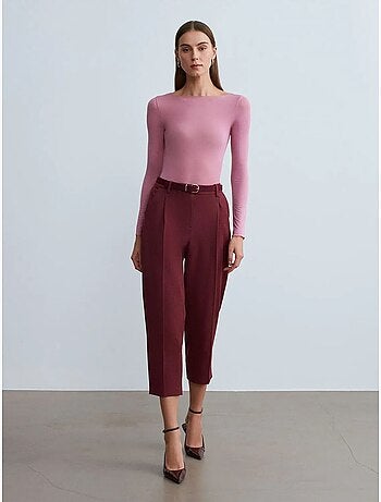 Pantalon capri cigarette avec ceinture dilvin