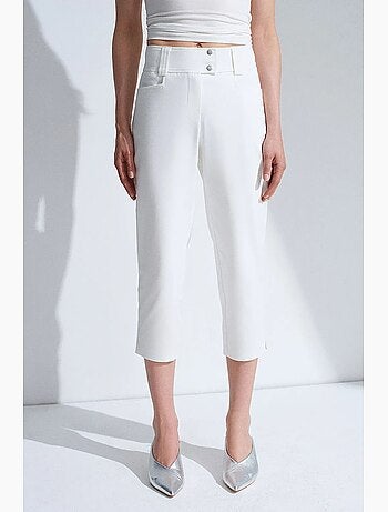 Pantalon capri femme à taille haute et jambe large dilvin
