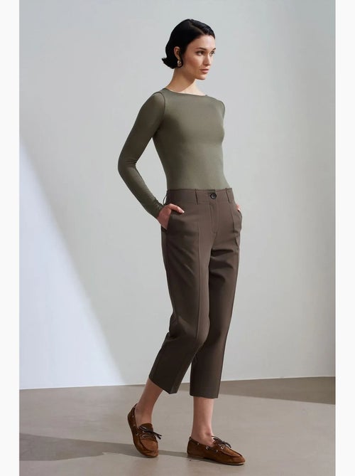 Pantalon capri femme taille haute avec ceinture dilvin - Kiabi Pantalon capri femme taille haute avec ceinture dilvin - Kiabi