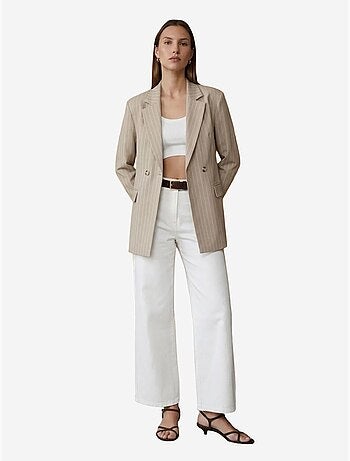 Pantalon capri rayé à taille haute et jambe large dilvin