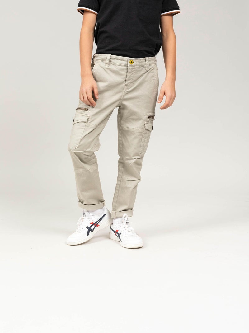 Pantalon cargo à poches 'Deeluxe' Beige gris - Kiabi