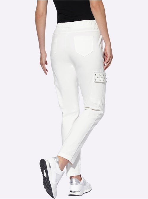Pantalon cargo avec ceinture élastique et lien à nouer poches cargo - Taille standard - Helline - Kiabi