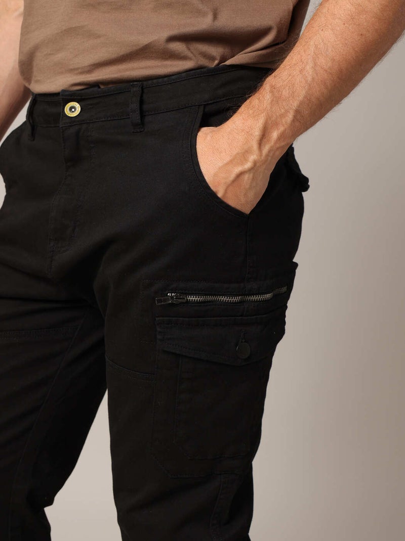 Pantalon cargo avec poches et fermeture zippée 'Deeluxe' Noir - Kiabi