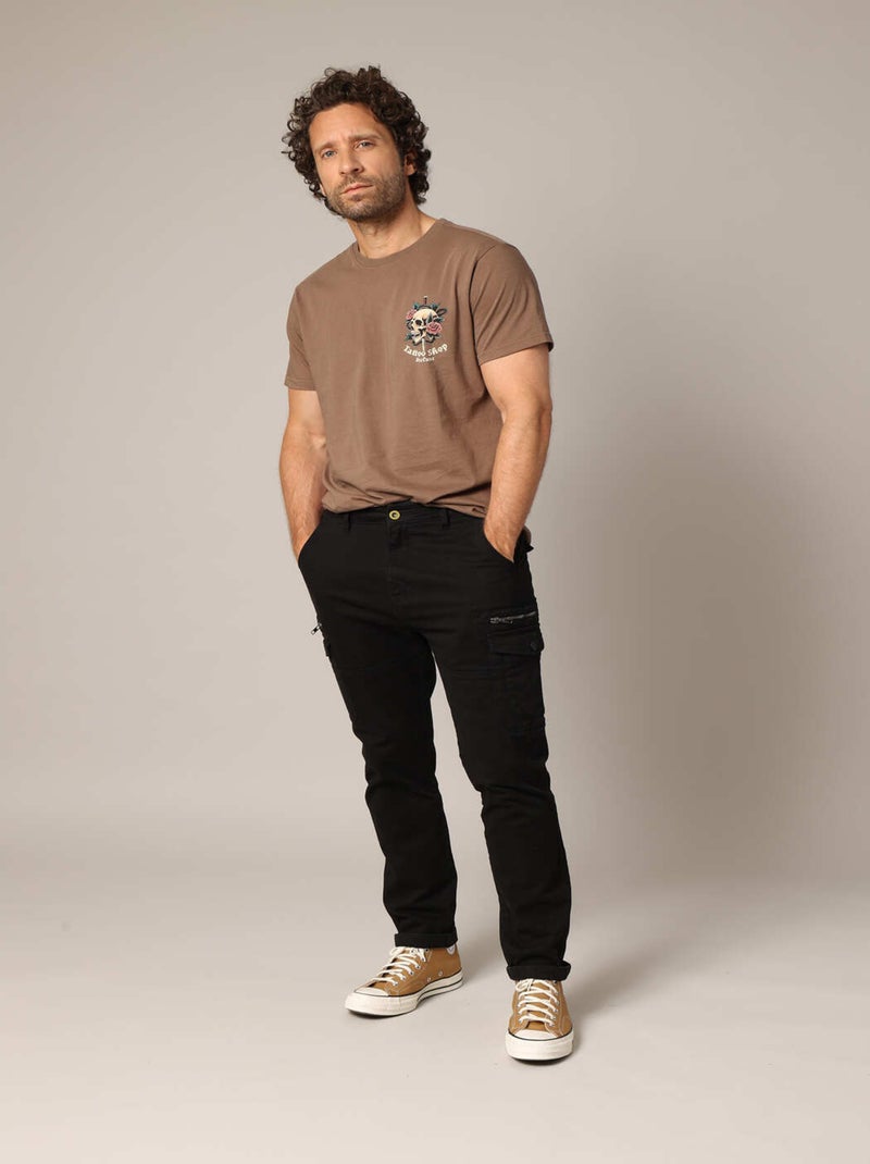 Pantalon cargo avec poches et fermeture zippée 'Deeluxe' Noir - Kiabi
