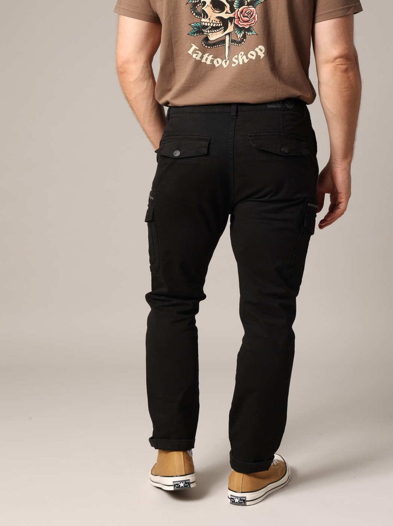 Pantalon cargo avec poches et fermeture zippée 'Deeluxe' Noir - Kiabi
