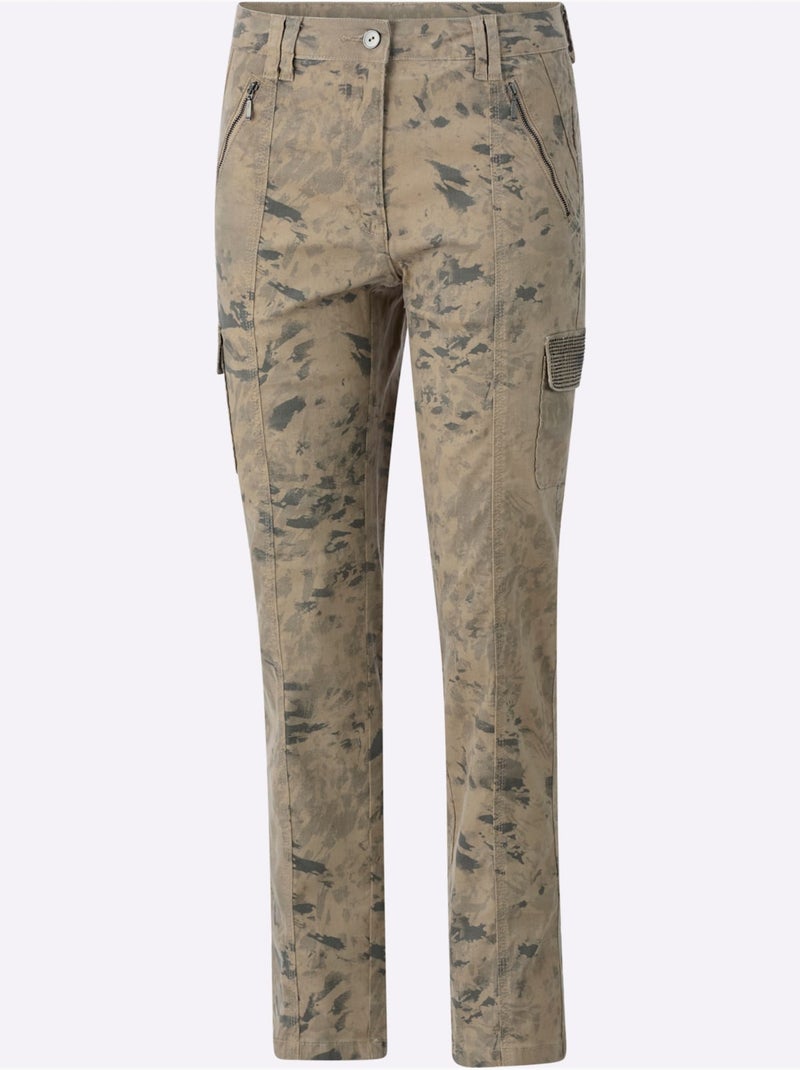 Pantalon Cargo Coton Extensible Confortable - Taille Standard - Helline Gris Ecru - Kiabi