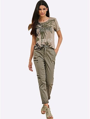 Pantalon cargo coupe cargo décontractée - taille courte - helline