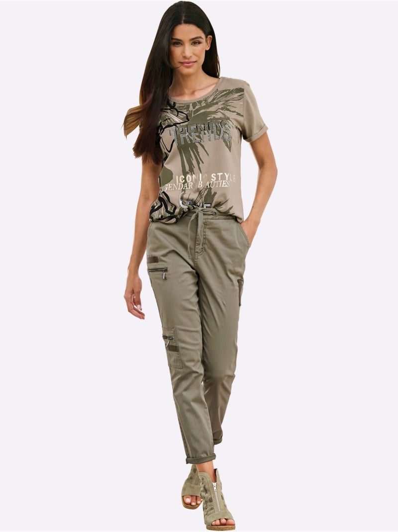 Pantalon Cargo Coupe Cargo Décontractée - Taille Courte - Helline Kaki - Kiabi
