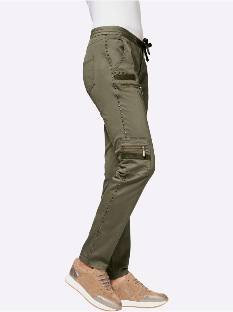 Pantalon Cargo Coupe Cargo Décontractée - Taille Standard - Helline Kaki - Kiabi
