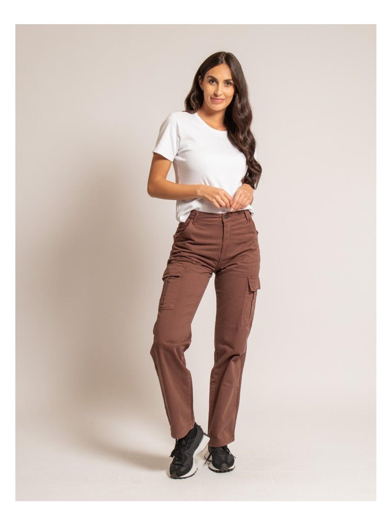 Pantalon cargo ELECTRA Marron - Kiabi