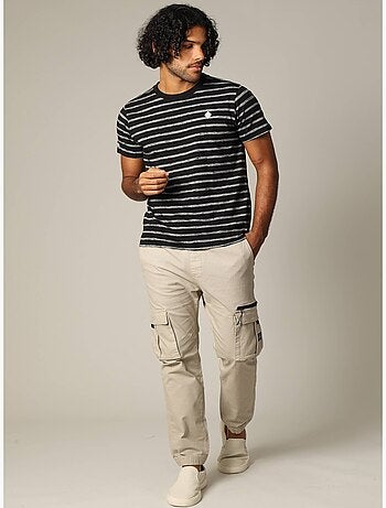 Pantalon cargo en coton avec taille élastiquée et cordon 'Deeluxe'