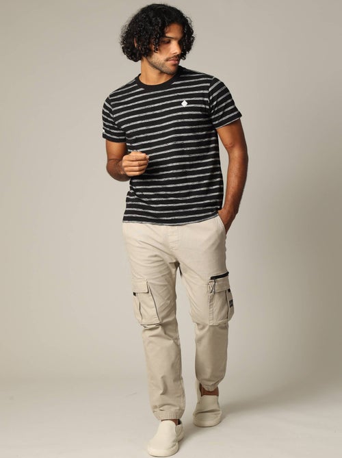 Pantalon cargo en coton avec taille élastiquée et cordon 'Deeluxe' - Kiabi