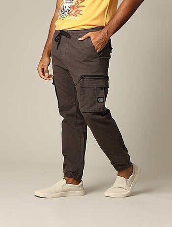 Pantalon cargo en coton avec taille élastiquée et cordon 'Deeluxe'