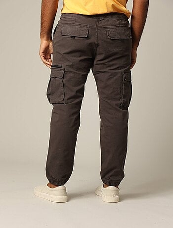 Pantalon cargo en coton avec taille élastiquée et cordon 'Deeluxe'