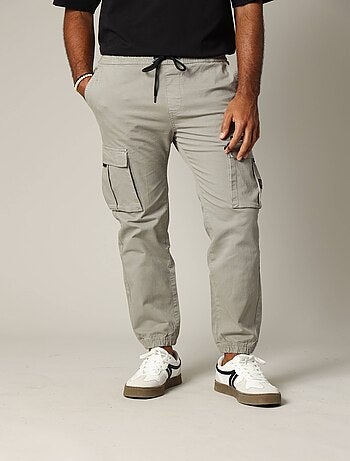 Pantalon cargo en coton avec taille élastiquée et cordon 'Deeluxe'