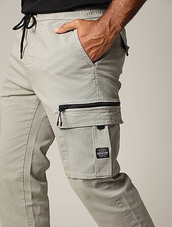 Pantalon cargo en coton avec taille élastiquée et cordon 'Deeluxe'