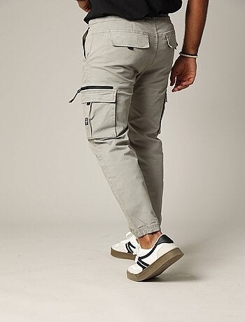 Pantalon cargo en coton avec taille élastiquée et cordon 'Deeluxe'
